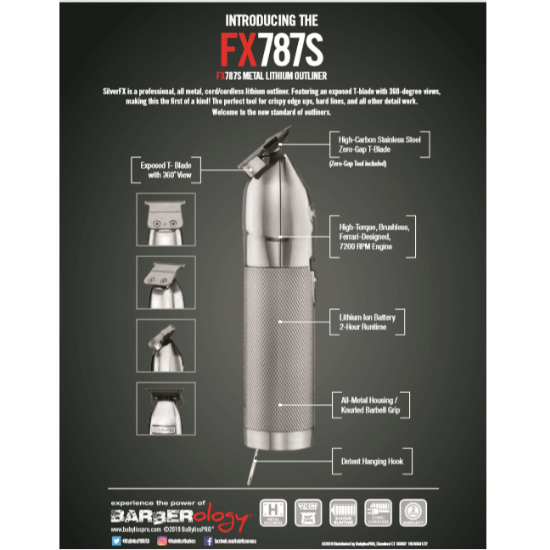 BaByliss Pro Silver FX787S Skeleton Cordless Trimmer 4