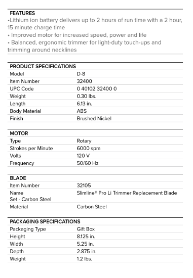 Masina de contur - ANDIS - Slim Line Pro  - fara fir - D8 - fabricat pentru Europa