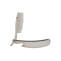 Гребен за брада и мустаци - тип бръснач - сребърен