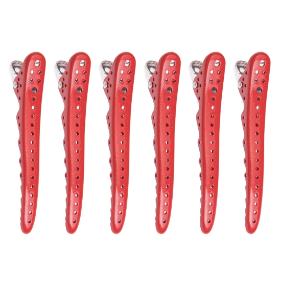 REVER  - Clipsuri pentru par shark - Rosu - 6 buc