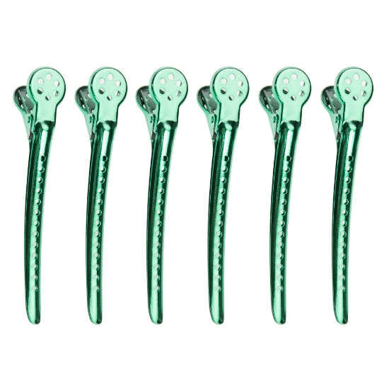 REVER  - Clipsuri pentru par large - Verzi - 6 buc