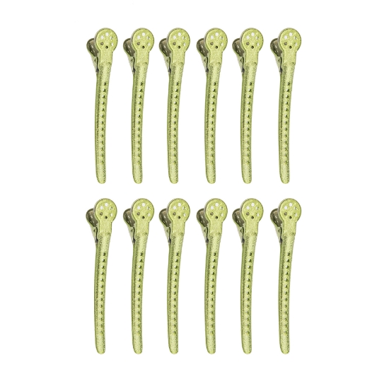 REVER  - Clipsuri pentru par large - Verzi - 12 buc