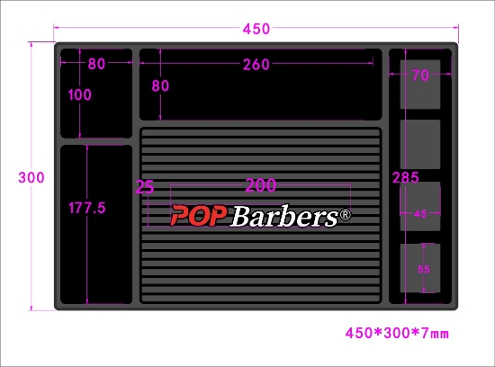 Covor magnetic - Pop Barbers -pentru ustensile si masini de tuns -  Negru
