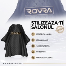 Професионална пелерина бръснарница / фризьорски салон - ROVRA -Черна - С Лого R