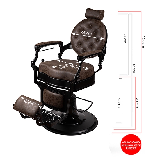 Снимка на Бръснарски стол - MENOSER - Cordoba - Кафяв