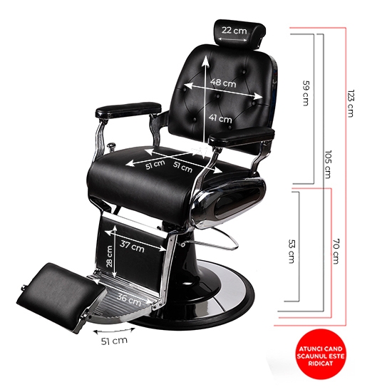 Снимка на Бръснарски стол - MENOSER - Santa Fe - Черен