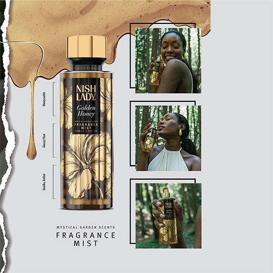 Снимка на Спрей за тяло - NISH LADY - Golden Honey - 260 мл