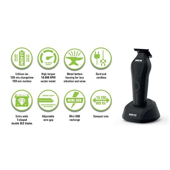 Снимка на Контурна машинка за подстригване - MONSTER CLIPPER -  Cerberus - 10.000 об./мин - безжична